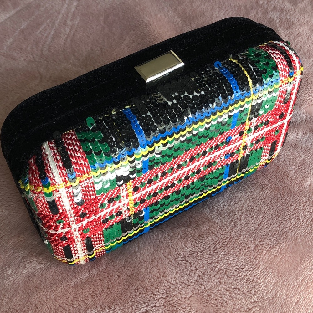 J.Crew Sequined Tartan Plaid Clutch - Picture 2 of 10